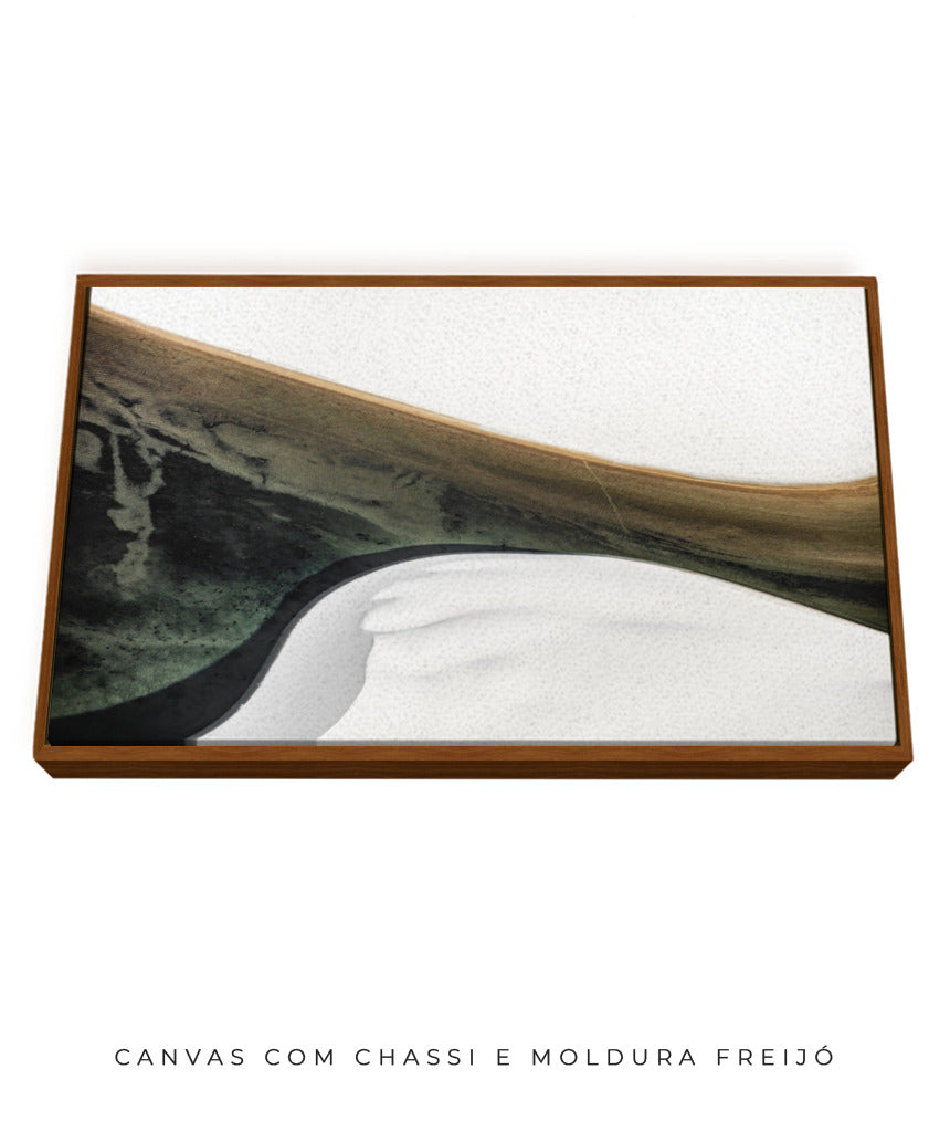Quadro Decorativo Abstrato e Curvas - Tons Cinza, Branco, Preto e Marrom -Horizontal