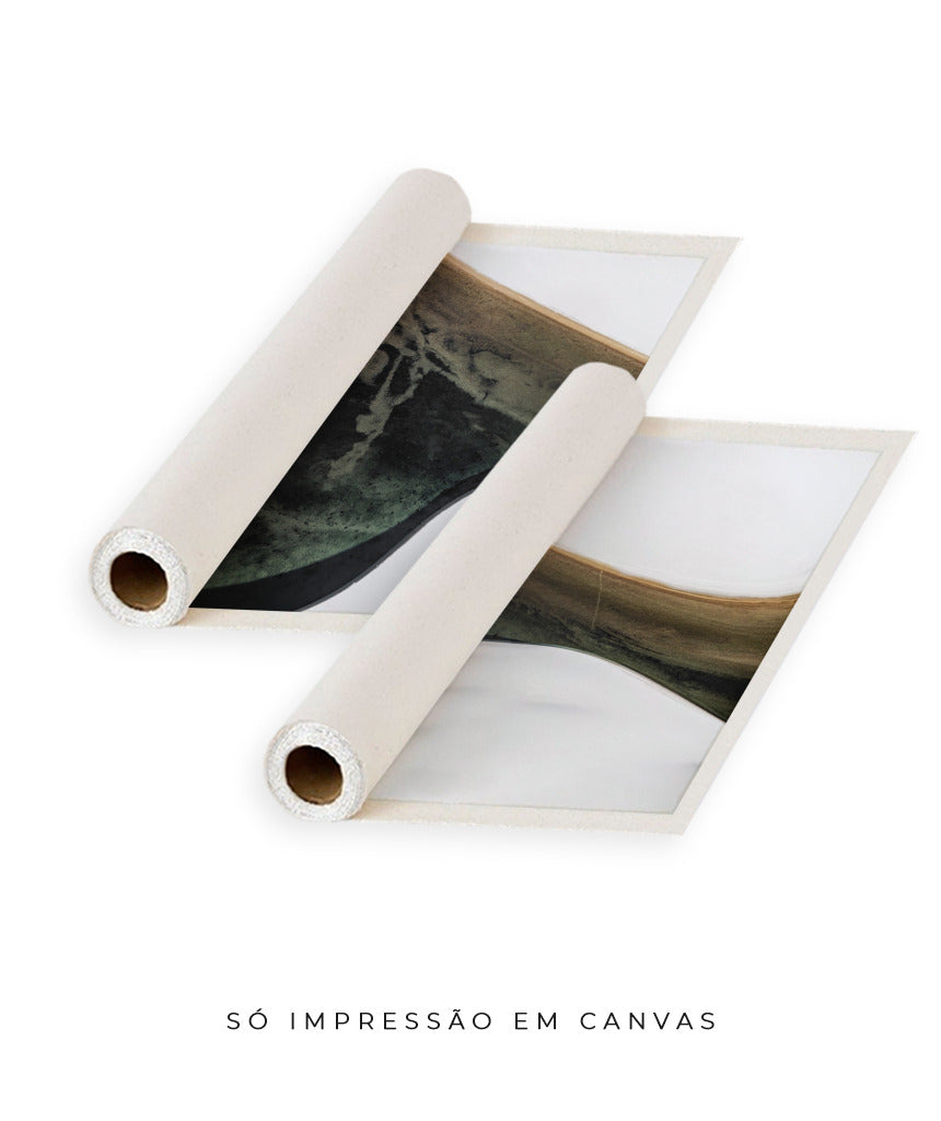 Quadro Decorativo Abstrato e Curvas - Tons Branco, Cinza e Verde-Dupla