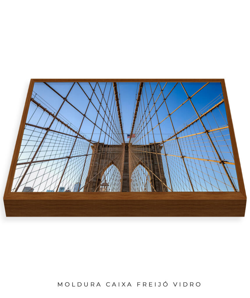 Quadro Decorativo Nova York - Ponte Urbana e Bandeira