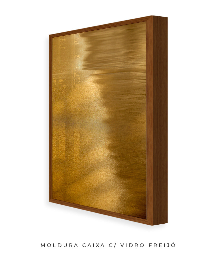 Quadro Decorativo Abstrato e Curvas - Tom Dourado