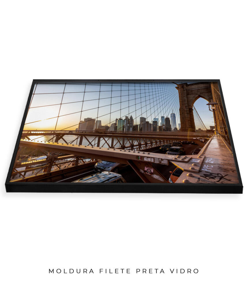 Quadro Decorativo Nova York - Ponte Urbana e Pôr do Sol