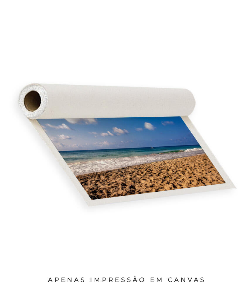 Quadro Decorativo Praia com Areia Marrom e Mar Azul
