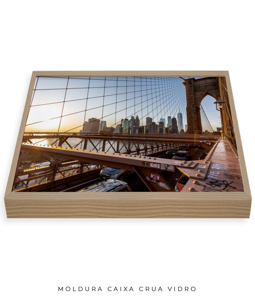 Quadro Decorativo Nova York - Ponte Urbana e Pôr do Sol