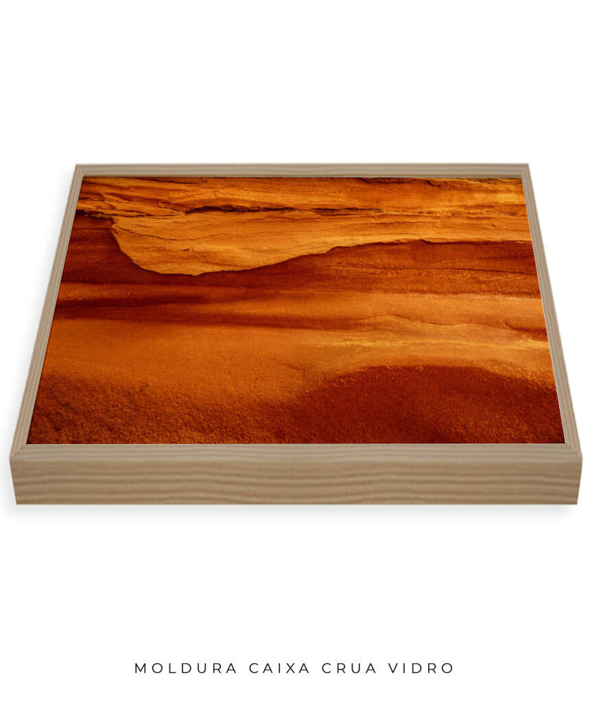 Quadro Decorativo Abstrato e curvas - Tons alaranjados