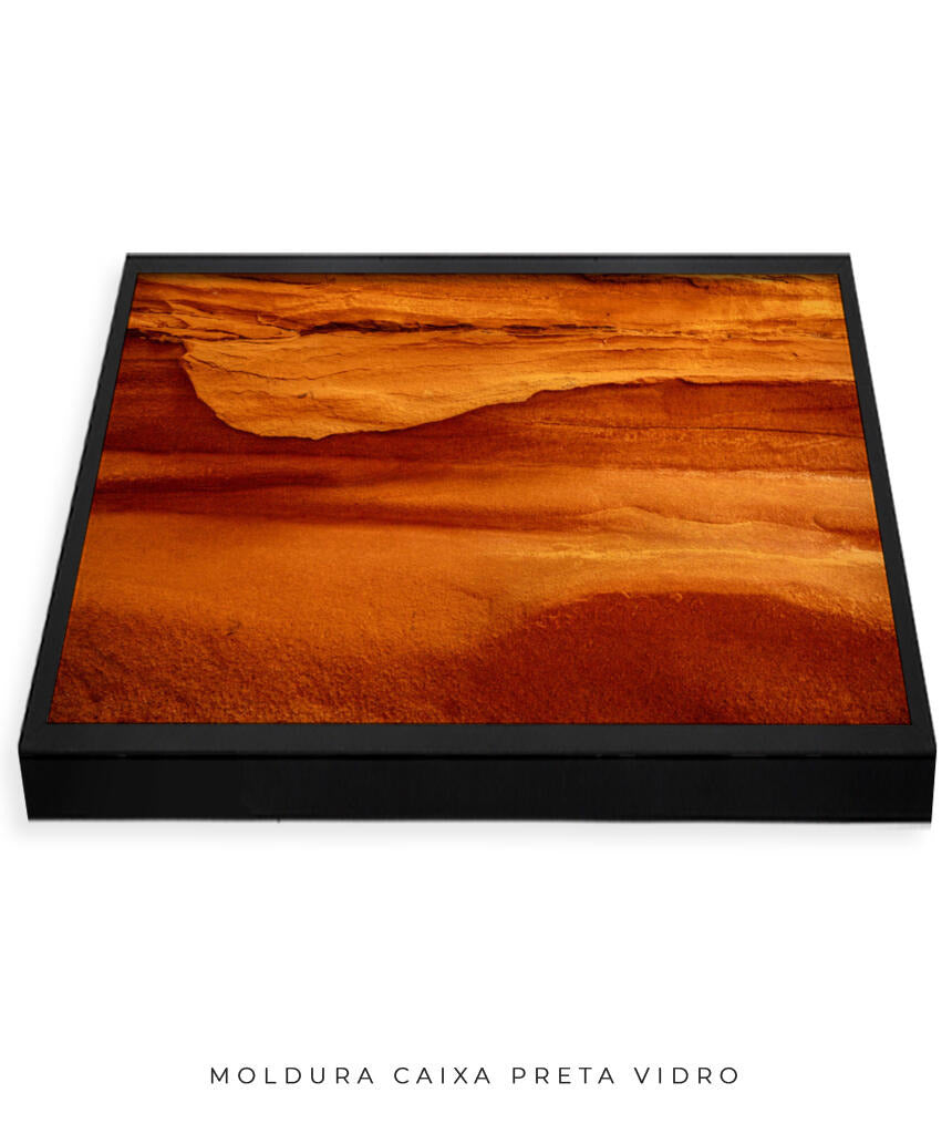 Quadro Decorativo Abstrato e curvas - Tons alaranjados