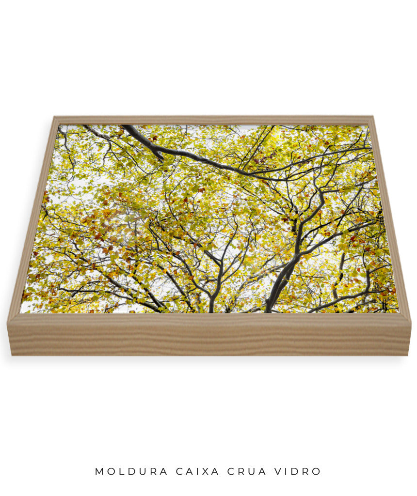 Quadro Decorativo Árvore com Galhos Verdes - Horizontal