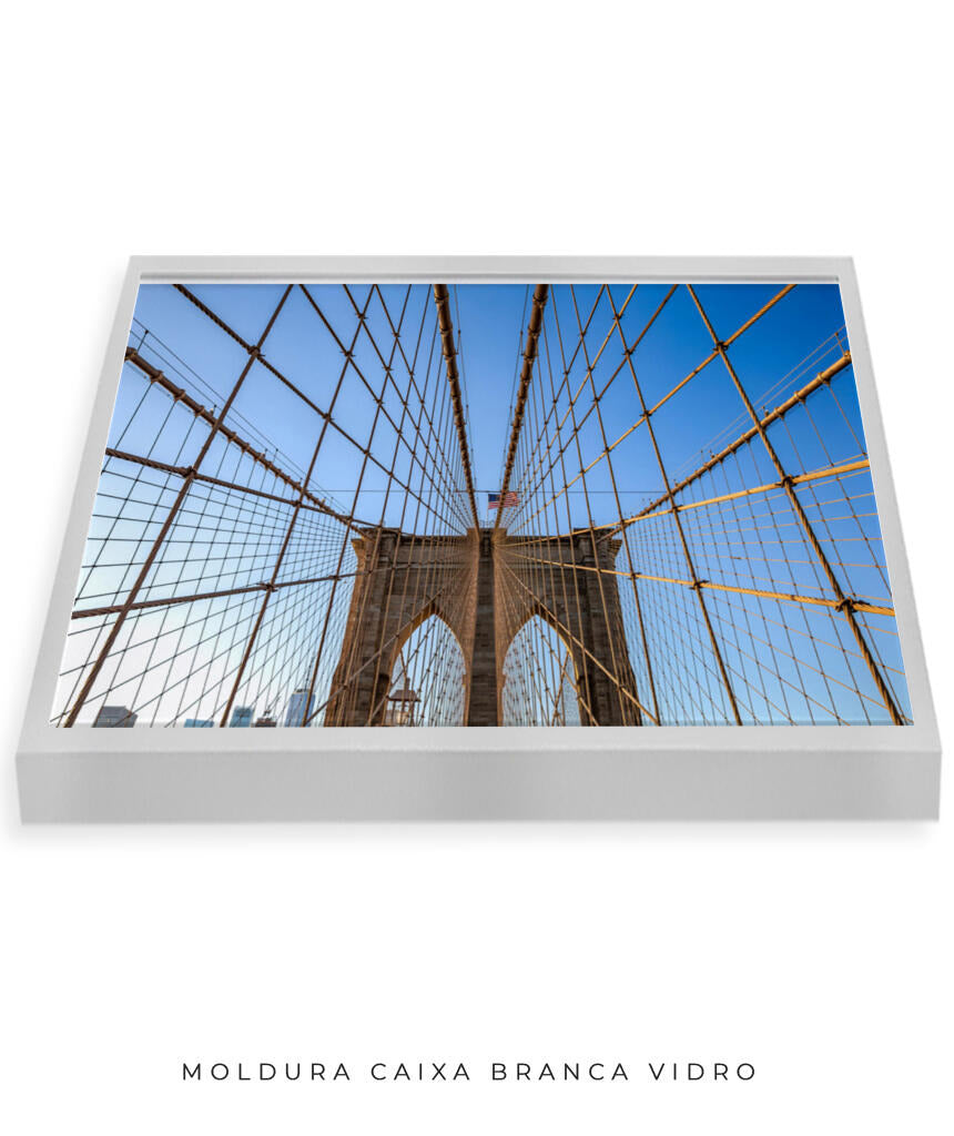 Quadro Decorativo Nova York - Ponte Urbana e Bandeira