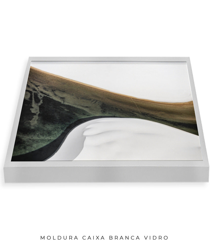 Quadro Decorativo Abstrato e Curvas - Tons Cinza, Branco, Preto e Marrom -Horizontal