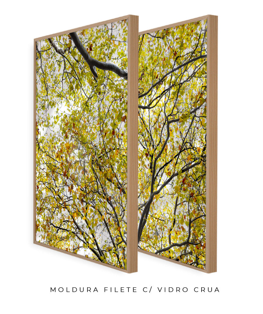 Quadro Decorativo Árvore com Galhos Verdes-Dupla