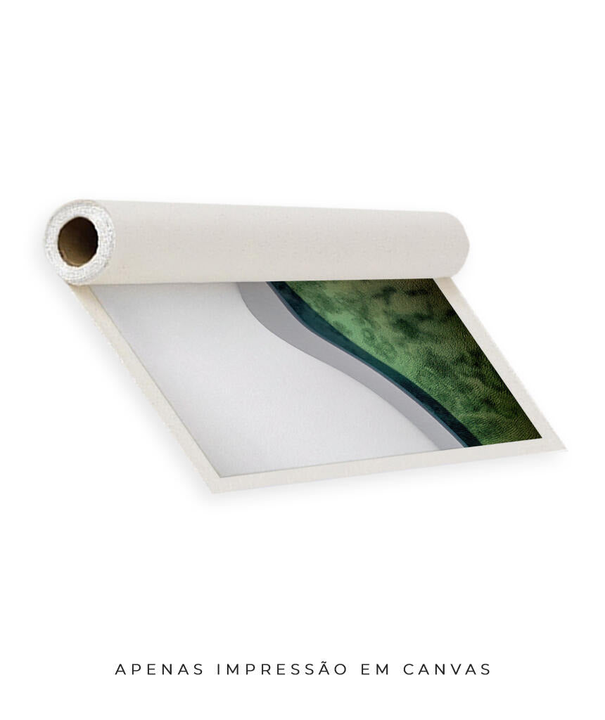 Quadro Decorativo Abstrato e curvas - Tons branco e verdes