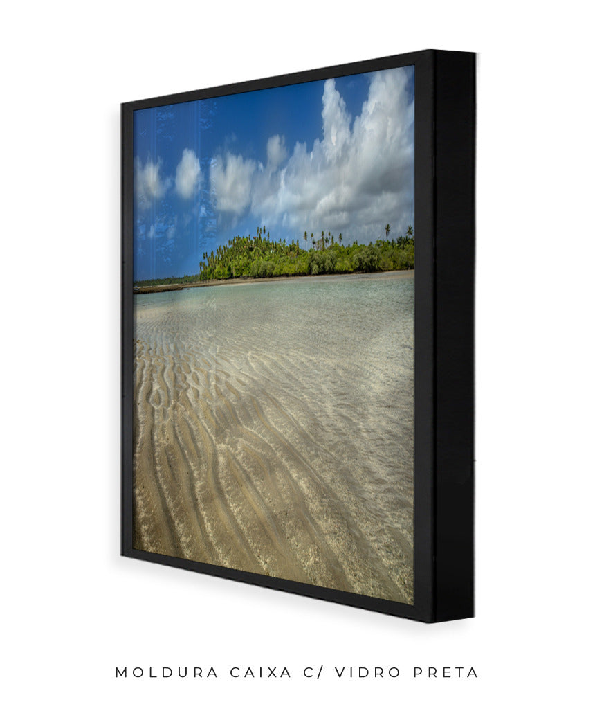 Quadro Decorativo Praia , Areia e Árvores.