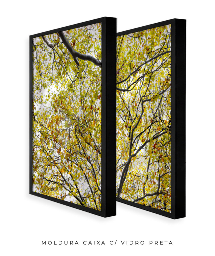 Quadro Decorativo Árvore com Galhos Verdes-Dupla