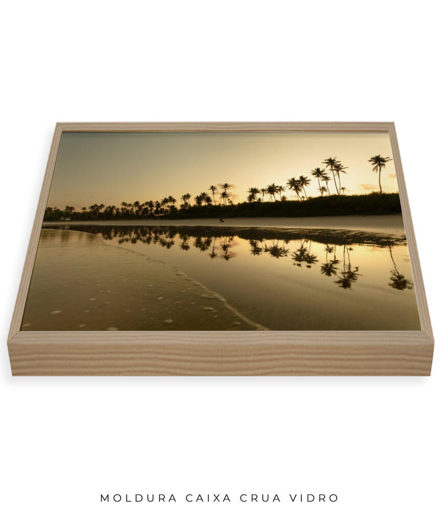 Quadro Decorativo Pôr do Sol - Reflexo Coqueiros