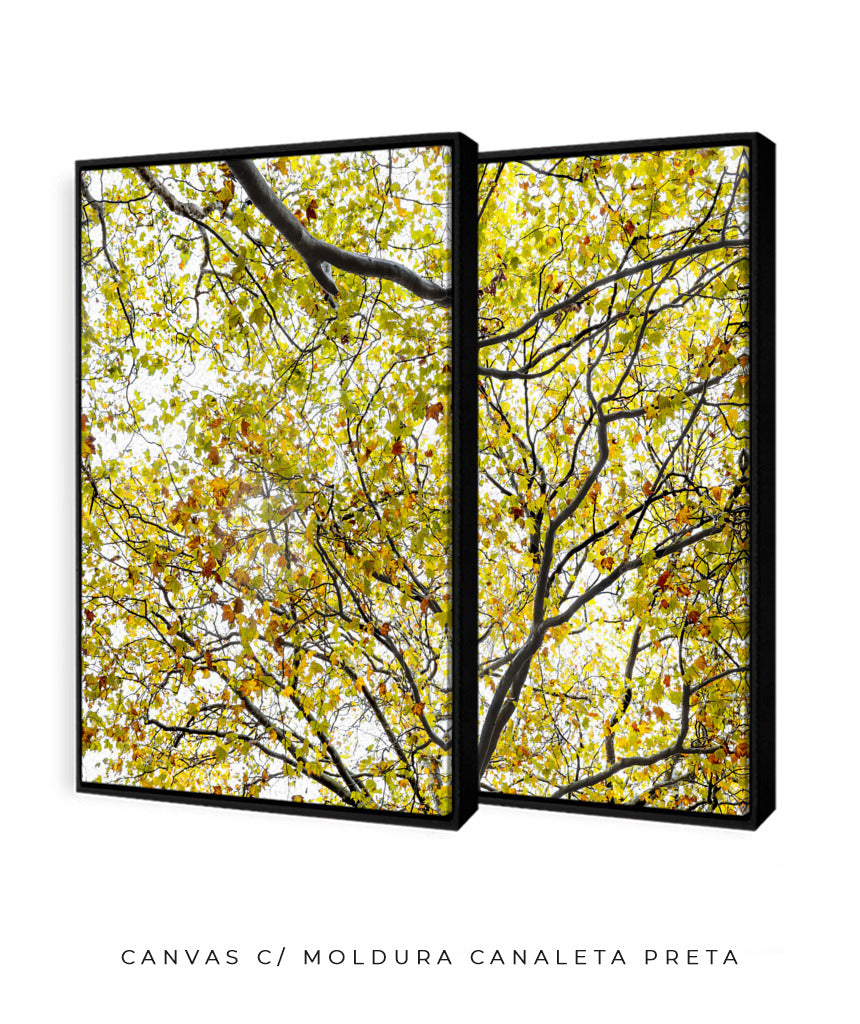 Quadro Decorativo Árvore com Galhos Verdes-Dupla