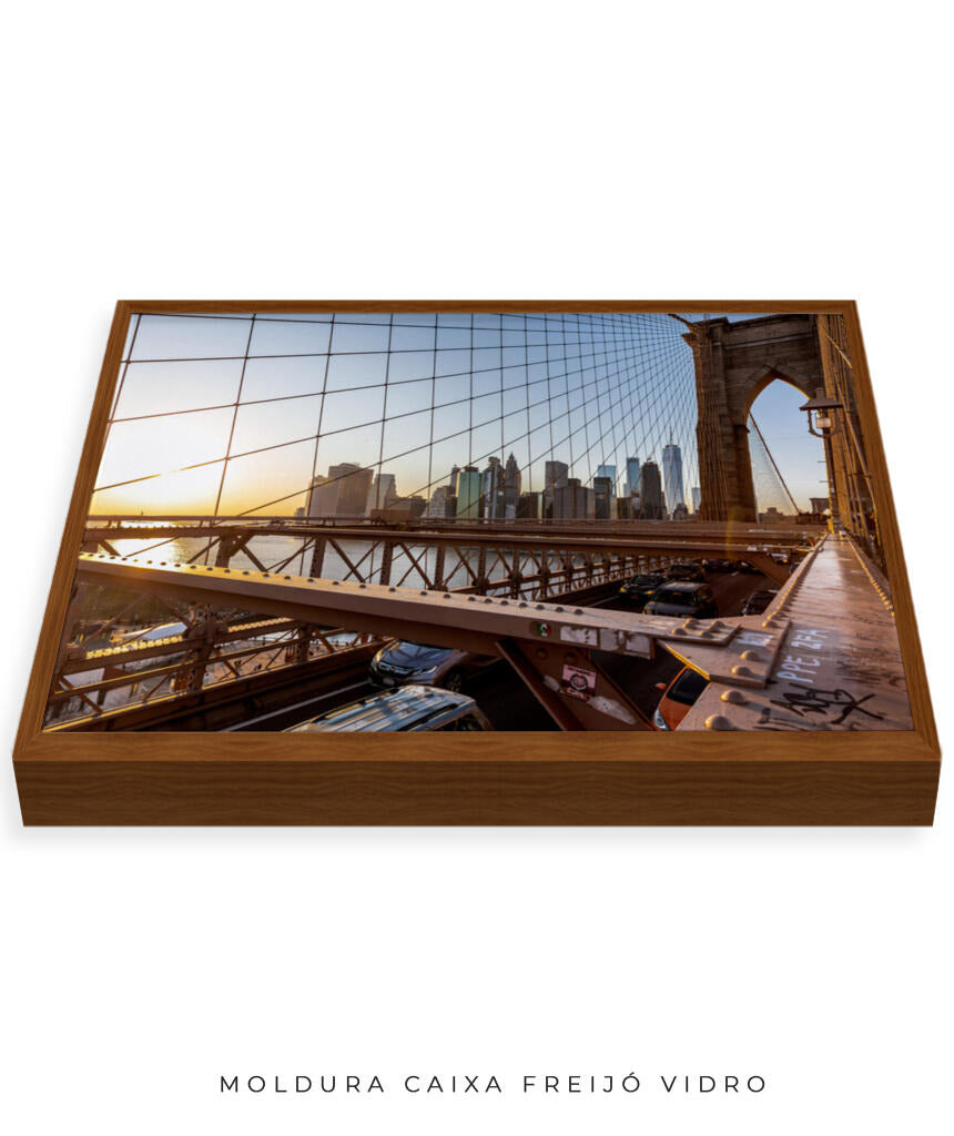 Quadro Decorativo Nova York - Ponte Urbana e Pôr do Sol