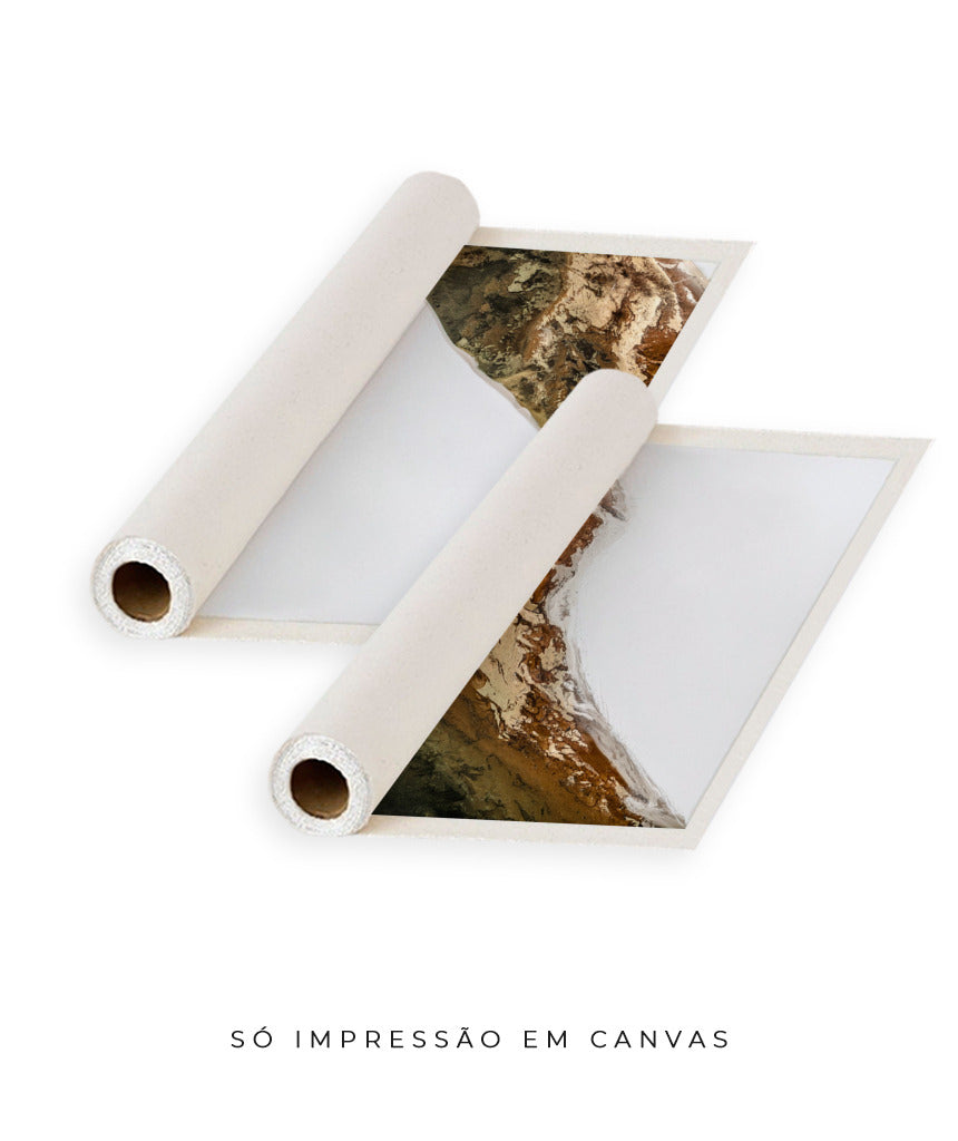 Quadro Decorativo Abstrato e Curvas - Tons Marrom e Branco -Dupla vertical