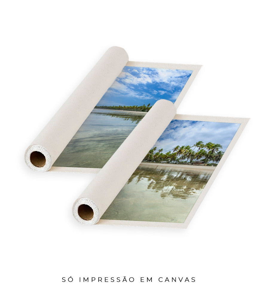Quadro Decorativo Praia, Mar e Coqueiral - Dupla
