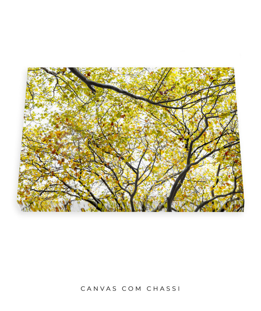 Quadro Decorativo Árvore com Galhos Verdes - Horizontal