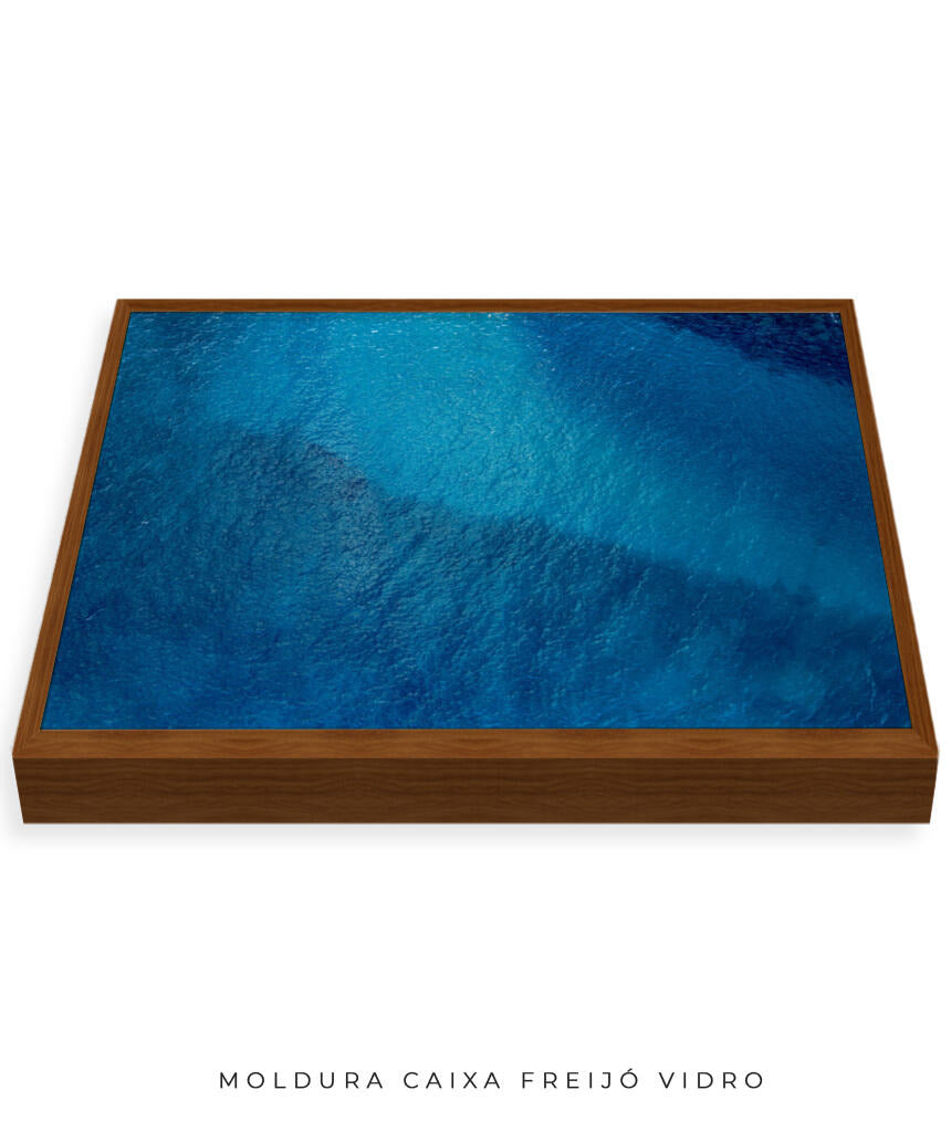 Quadro Decorativo Abstrato e curvas -Tons de azul