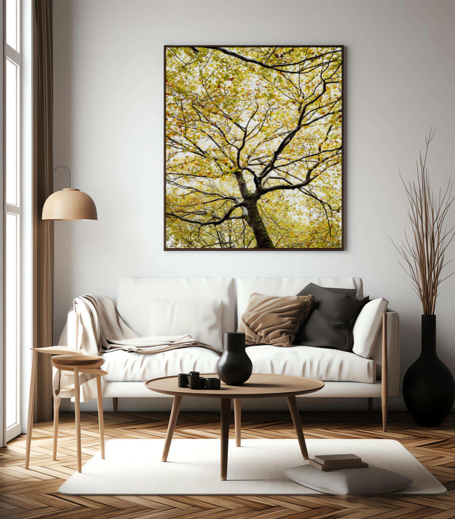 Quadro Decorativo Árvores e Galhos - Folhas verdes Vertical