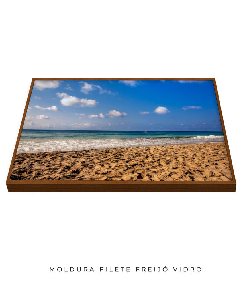 Quadro Decorativo Praia com Areia Marrom e Mar Azul