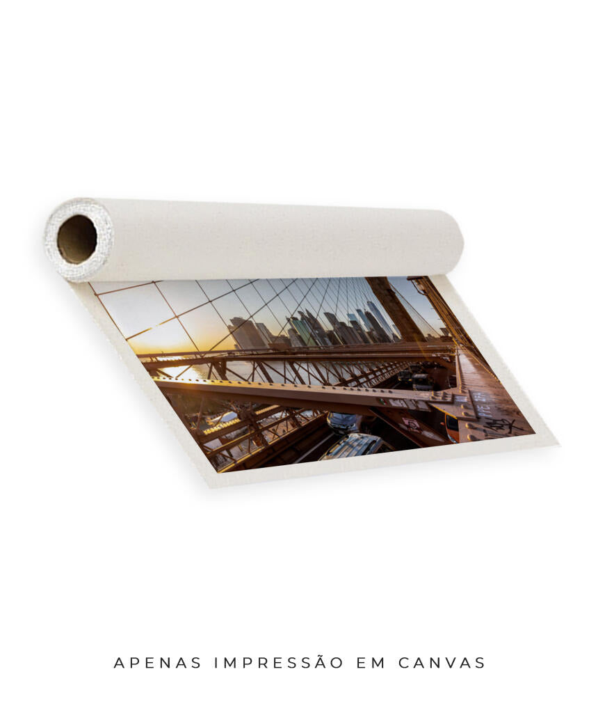 Quadro Decorativo Nova York - Ponte Urbana e Pôr do Sol
