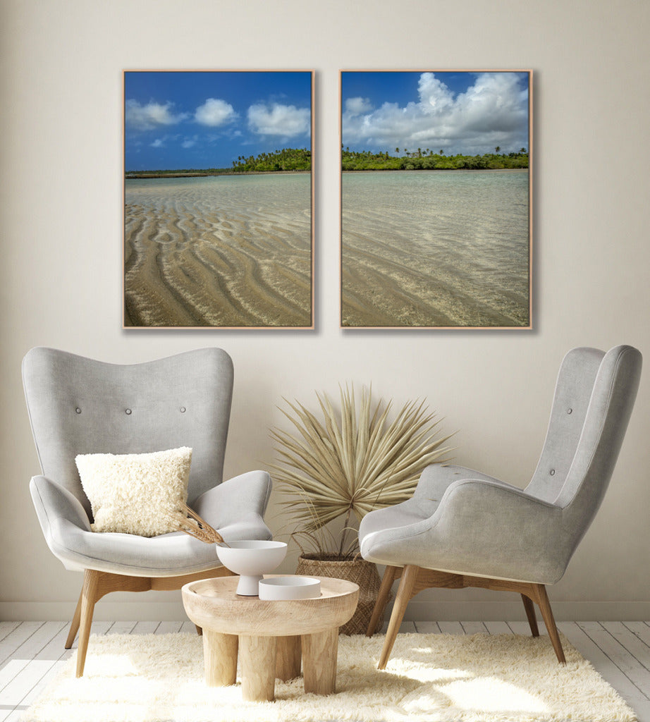 Quadro Decorativo Praia , Areia e Árvores-Dupla