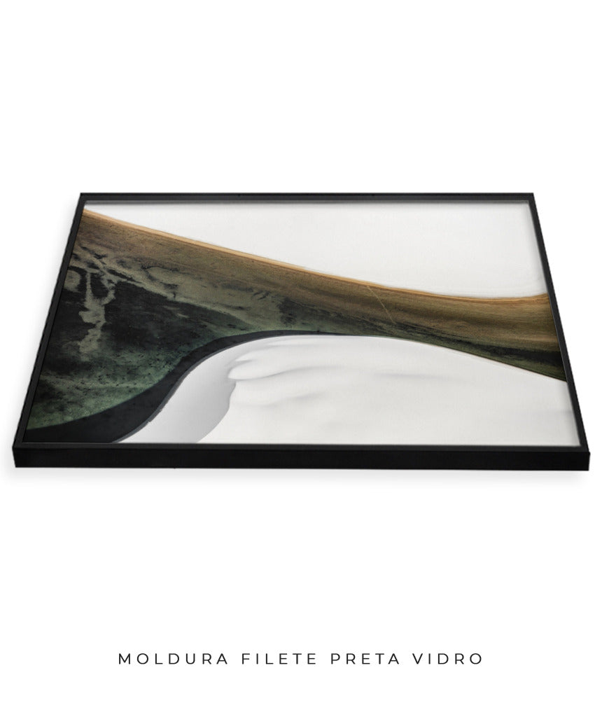 Quadro Decorativo Abstrato e Curvas - Tons Cinza, Branco, Preto e Marrom -Horizontal