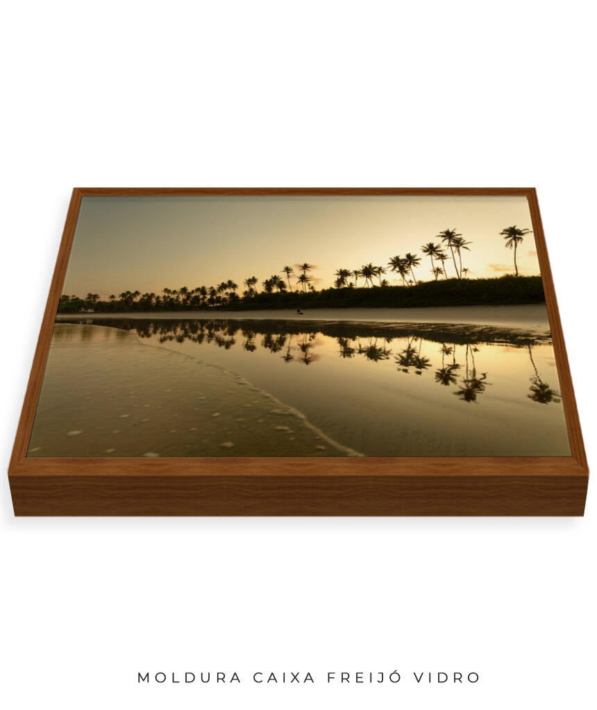 Quadro Decorativo Pôr do Sol - Reflexo Coqueiros