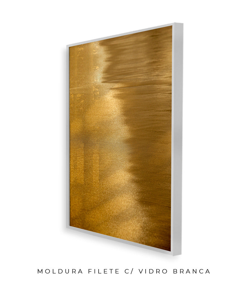 Quadro Decorativo Abstrato e Curvas - Tom Dourado