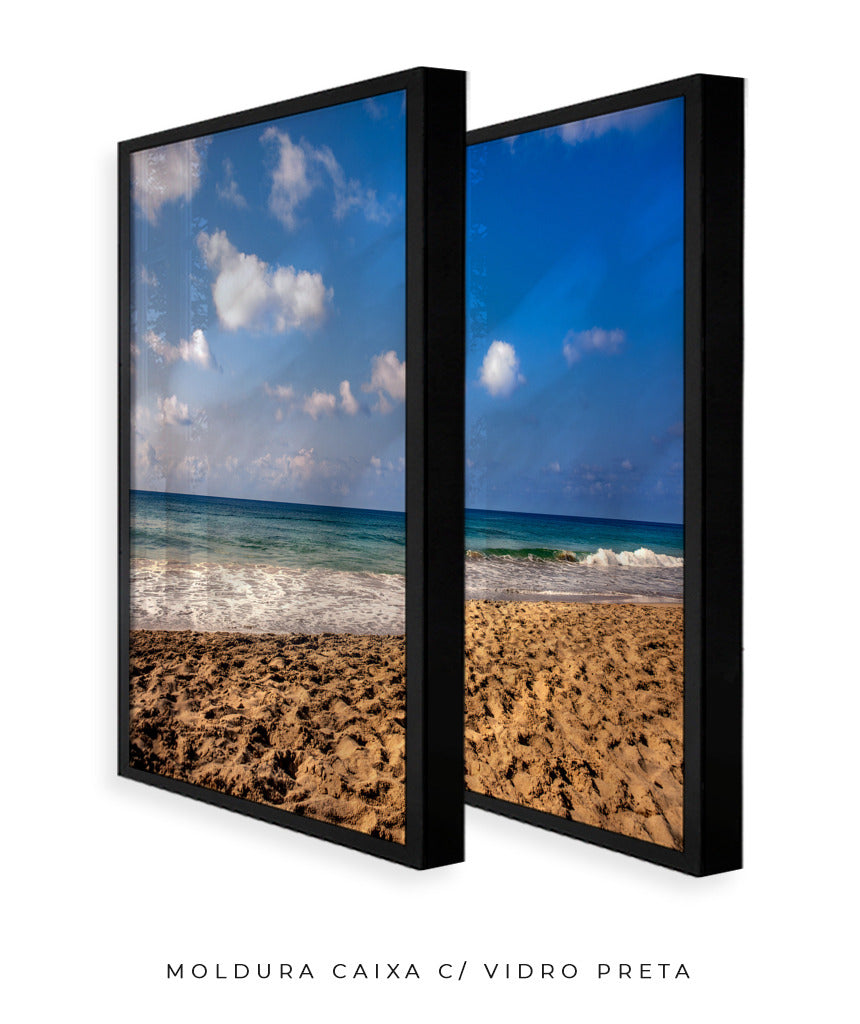 Quadro Decorativo Praia com Areia Marrom e Mar Azul -Dupla