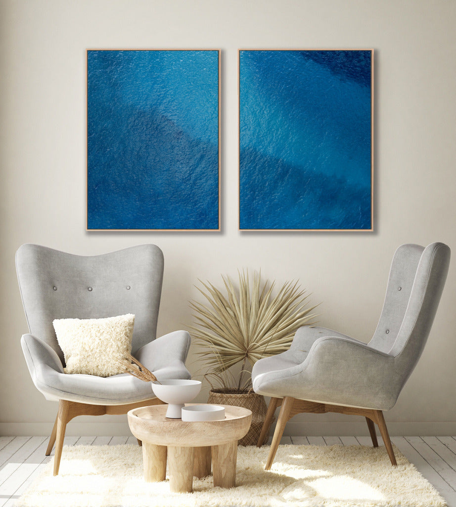 Quadro Decorativo Texturas -Tons Azuis-Dupla