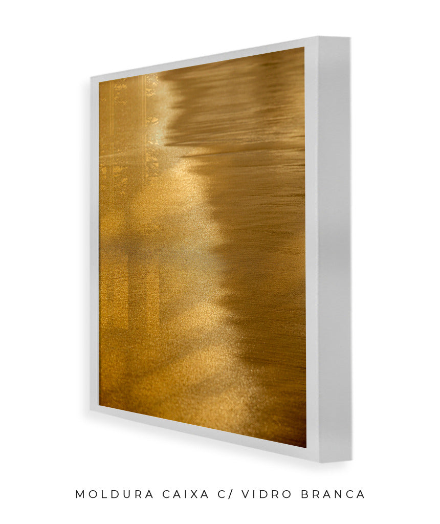 Quadro Decorativo Abstrato e Curvas - Tom Dourado