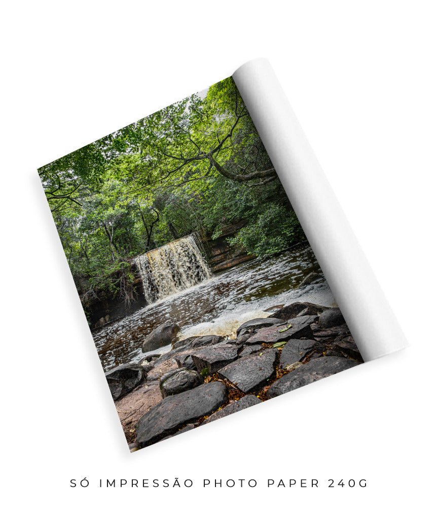 Quadro Decorativo Cachoeira e Floral