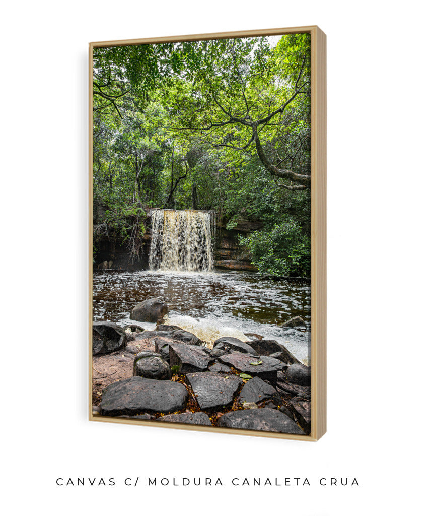 Quadro Decorativo Cachoeira e Floral