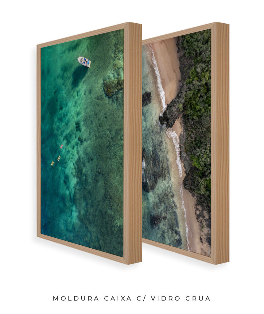 Quadro Decorativo Praia e Mar Verde - Dupla