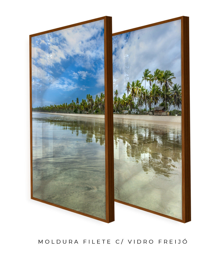 Quadro Decorativo Praia, Mar e Coqueiral - Dupla