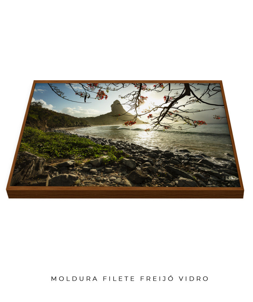 Quadro Decorativo Pôr do Sol e Galhos Secos - Horizontal