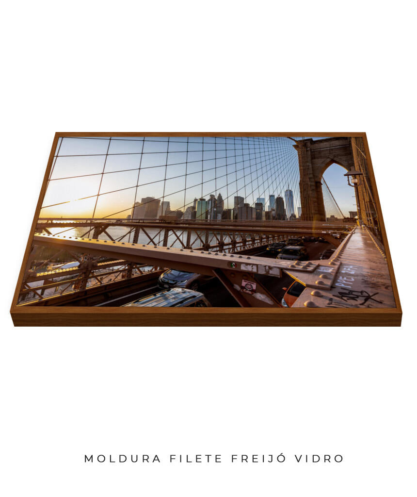 Quadro Decorativo Nova York - Ponte Urbana e Pôr do Sol