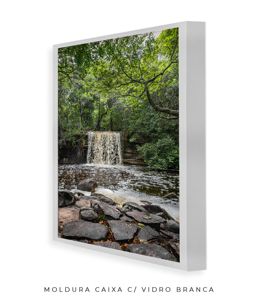 Quadro Decorativo Cachoeira e Floral