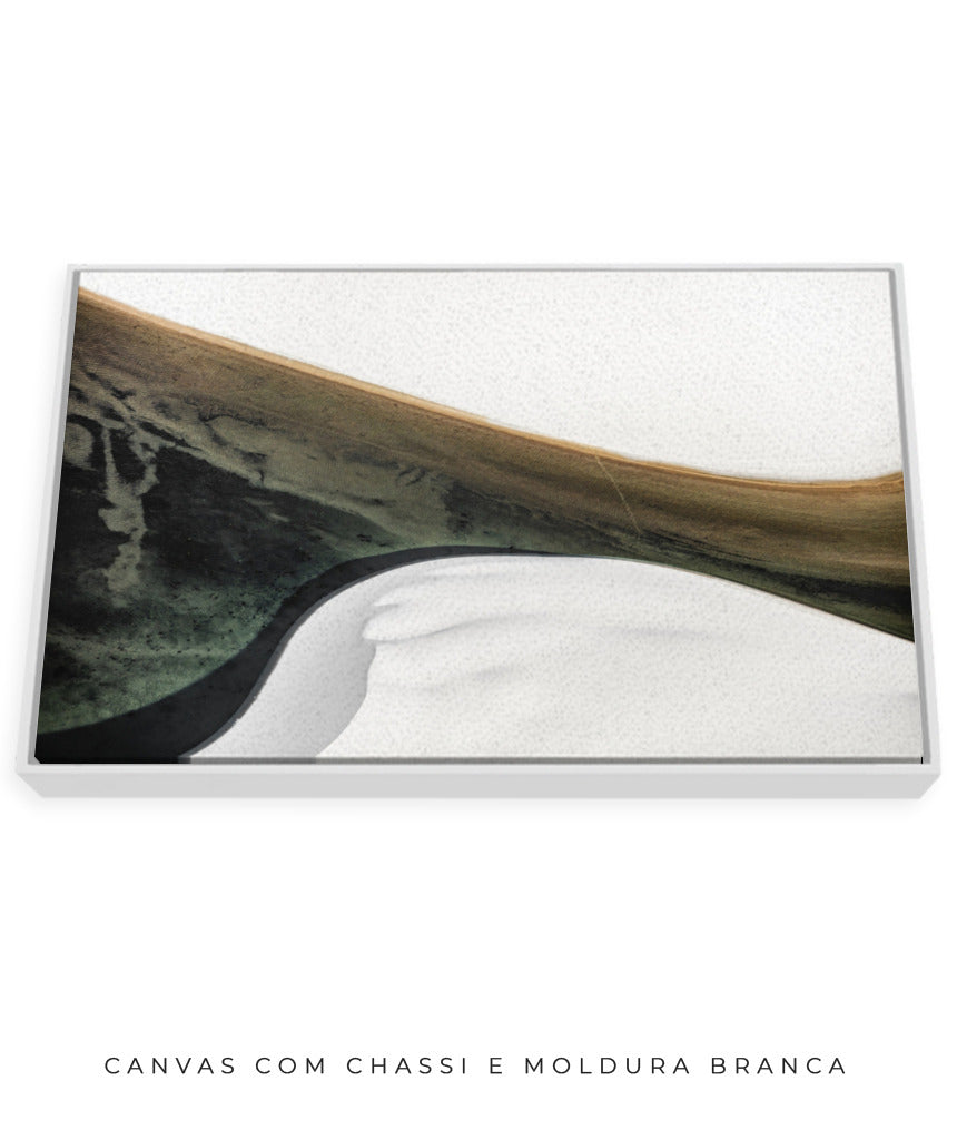 Quadro Decorativo Abstrato e Curvas - Tons Cinza, Branco, Preto e Marrom -Horizontal