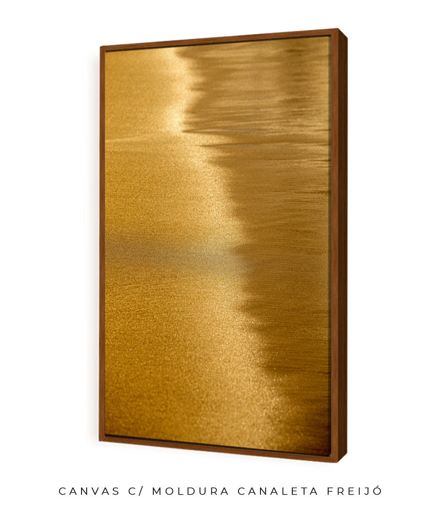 Quadro Decorativo Abstrato e Curvas - Tom Dourado