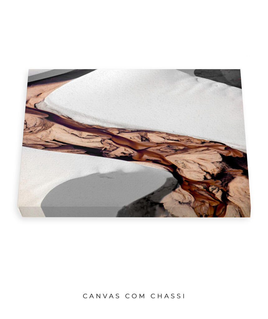Quadro Decorativo Abstrato e curvas - Tons brancos, bege e marrons