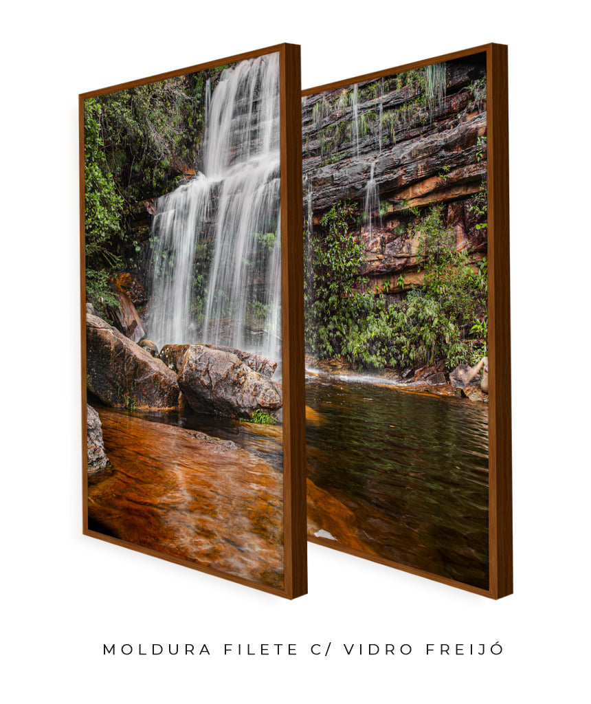 Quadro Decorativo Cachoeira Águas Cristalinas- Dupla corte vertical