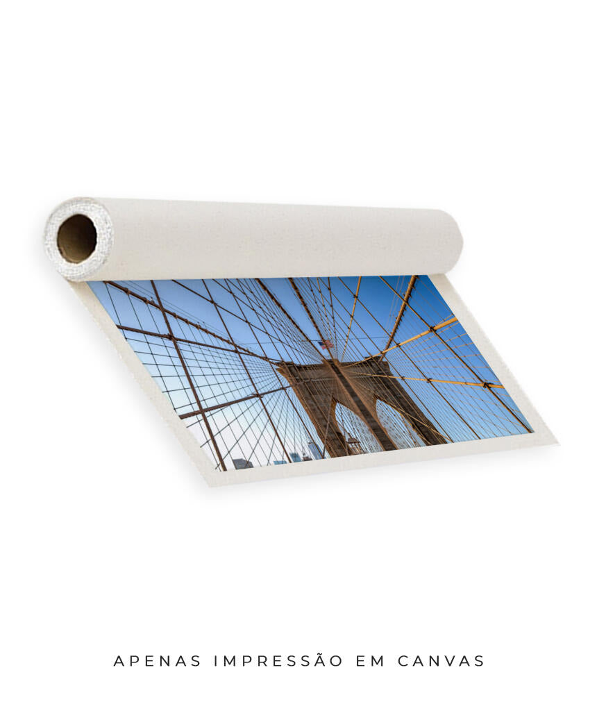 Quadro Decorativo Nova York - Ponte Urbana e Bandeira