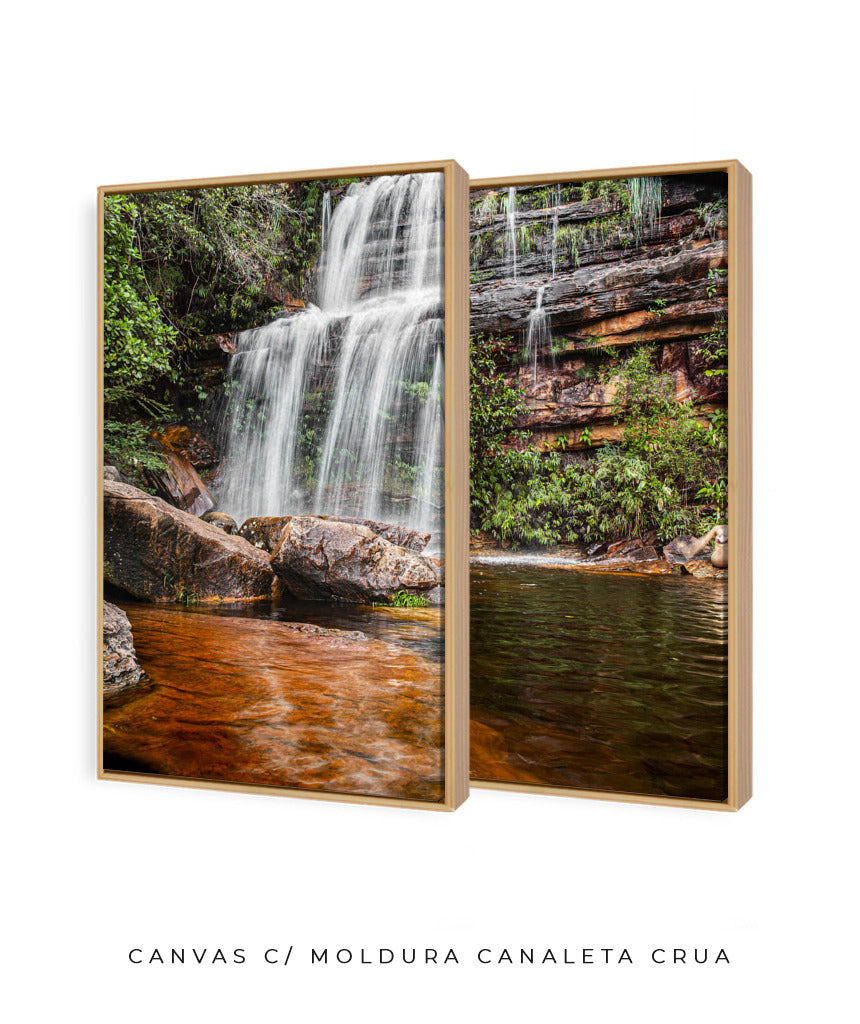 Quadro Decorativo Cachoeira Águas Cristalinas- Dupla corte vertical