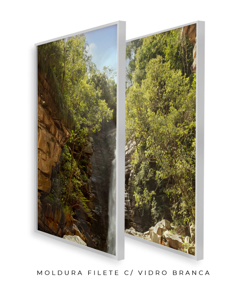 Quadro Decorativo Cachoeira, Natureza e Pedras- Dupla