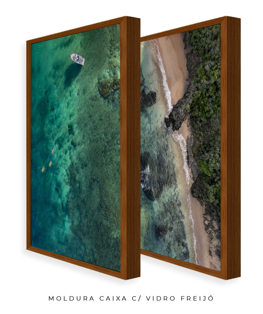 Quadro Decorativo Praia e Mar Verde - Dupla