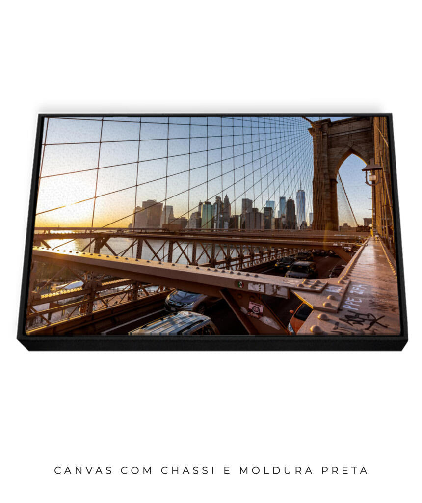 Quadro Decorativo Nova York - Ponte Urbana e Pôr do Sol