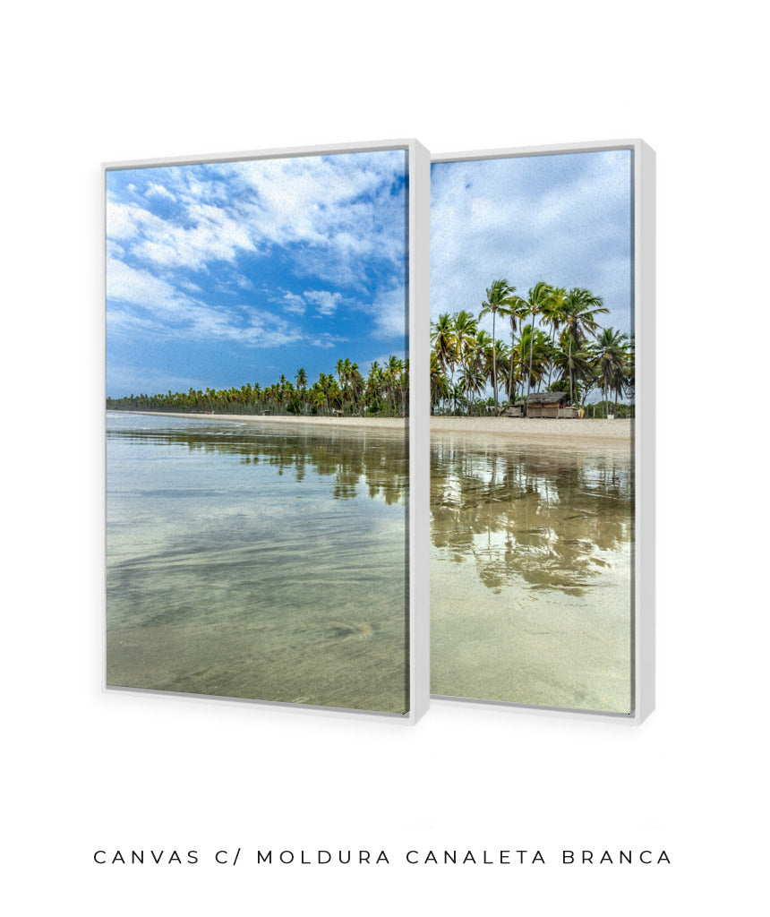 Quadro Decorativo Praia, Mar e Coqueiral - Dupla